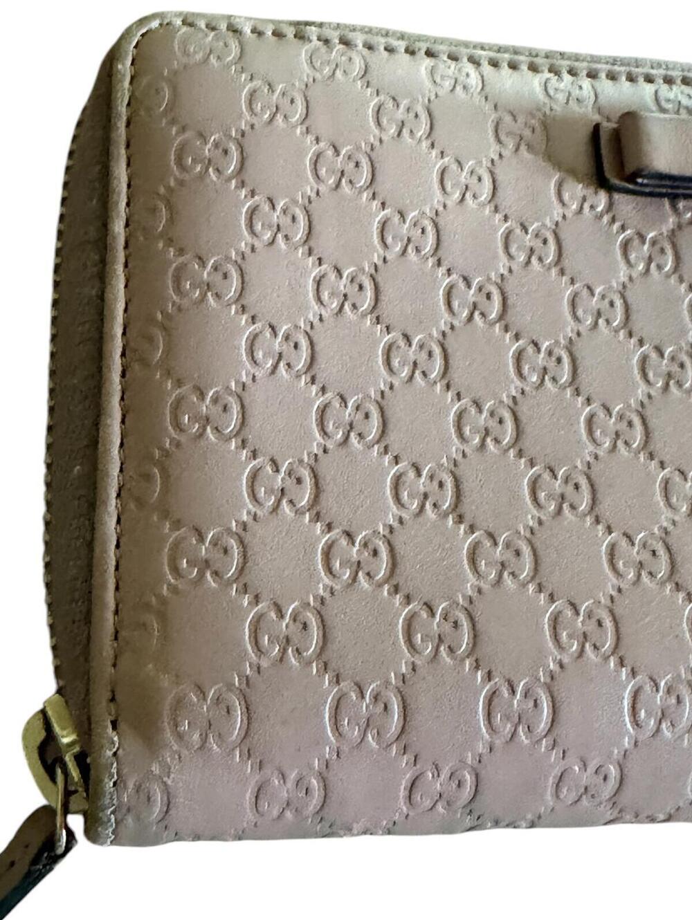 Gucci Pink Microguccissima Bow Wallet Embossed Leather Zip-Around - Picture 3 of 13